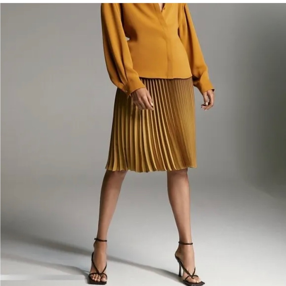 BABATON ARITZIA BROWN/YELLOW OMBRÉ PLEATED SKIRT